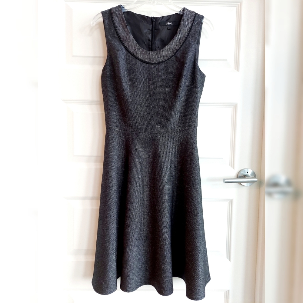 Grey Scoop Neck Dress with Belt Loops